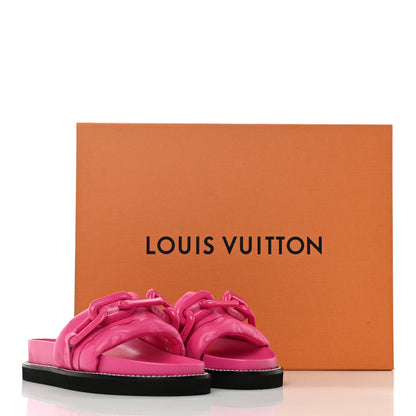 Louis Vuitton Calfskin Embossed Monogram Sunset Flat Comfort Mule 36 Rose Pop 14 of 14