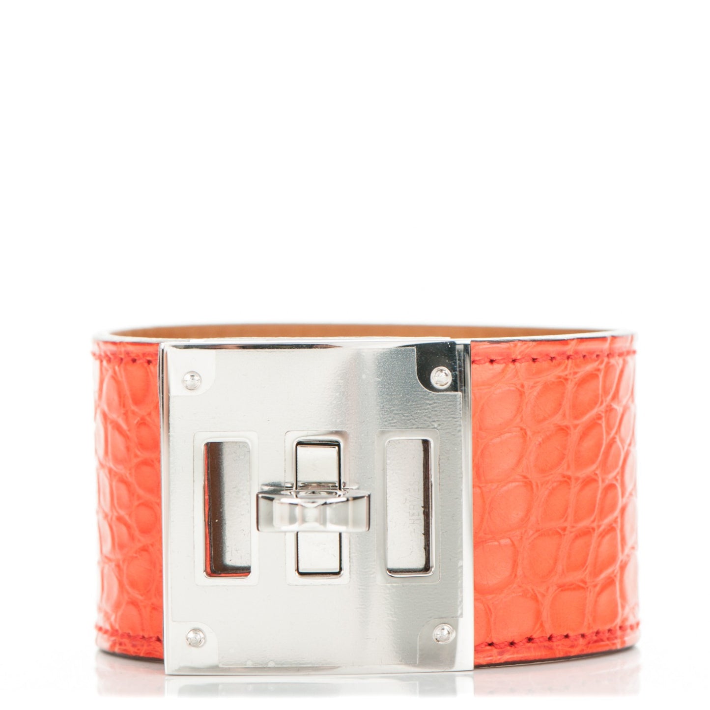Matte Alligator Kelly Dog Cuff Orange Poppy