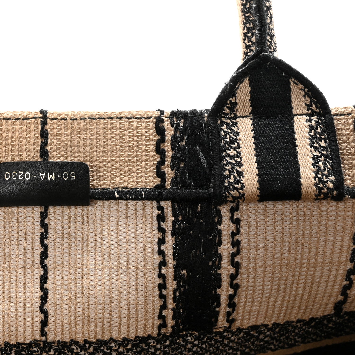 Christian Dior Canvas Embroidered Medium Bayadere Book Tote Black Beige 7 of 10