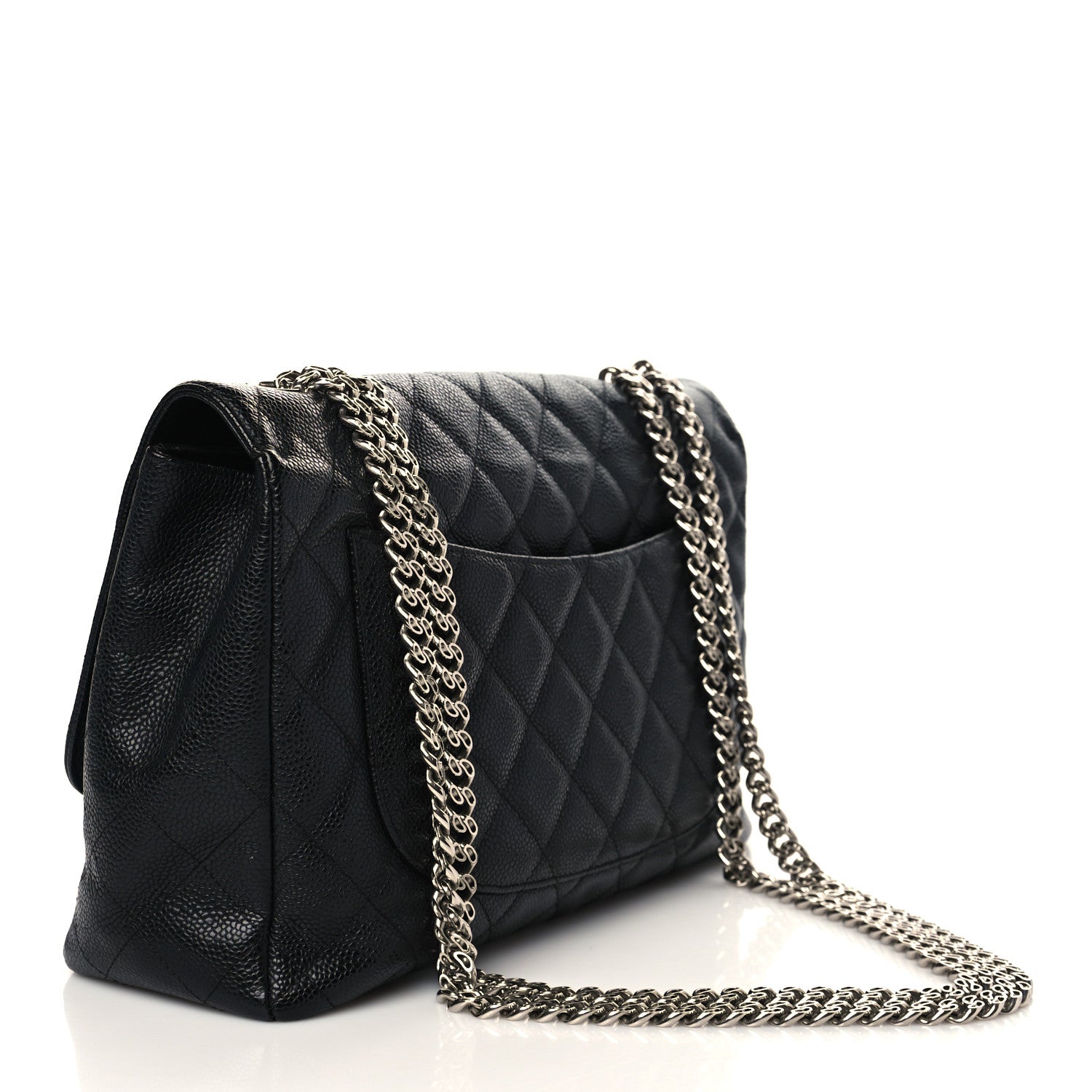 Chanel Caviar Quilted Jumbo Single Flap Bijoux Chain Black 2 of 9