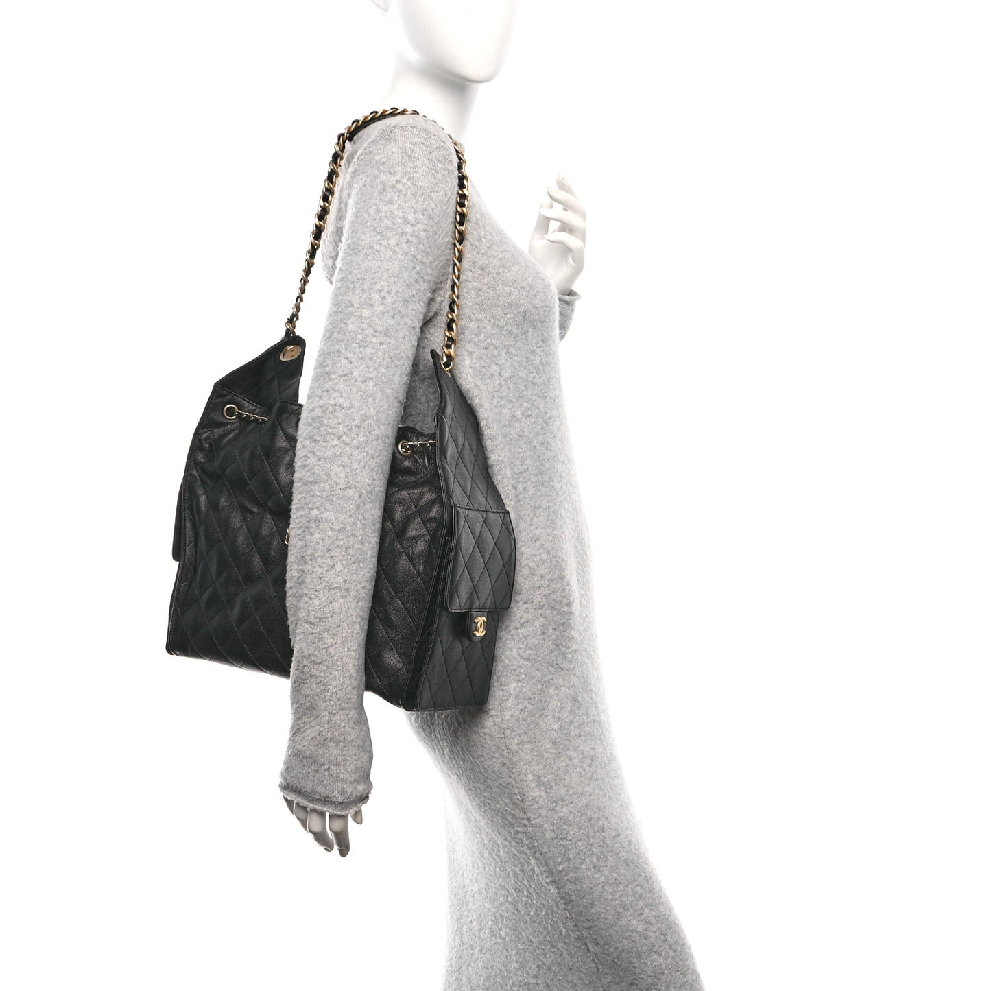 Caviar Quilted Medium Chanel 25 Handbag Black