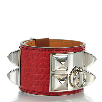 Hermes Matte Alligator Collier De Chien CDC Bracelet S Rouge H 3 of 8