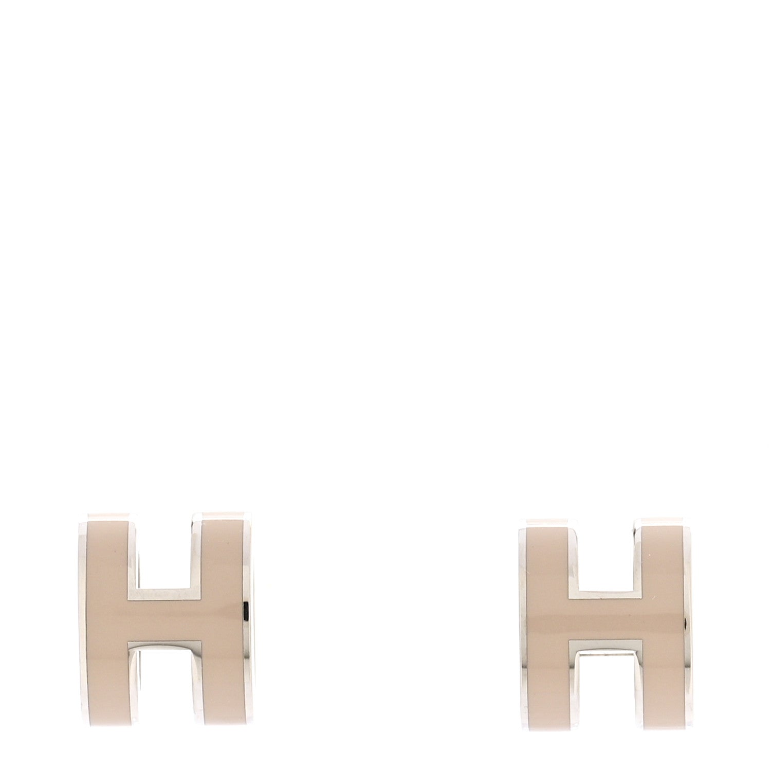 Hermes Palladium Lacquered Mini Pop H Earrings Marron Glace 1 of 4