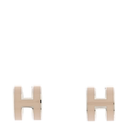 Hermes Palladium Lacquered Mini Pop H Earrings Marron Glace 1 of 4