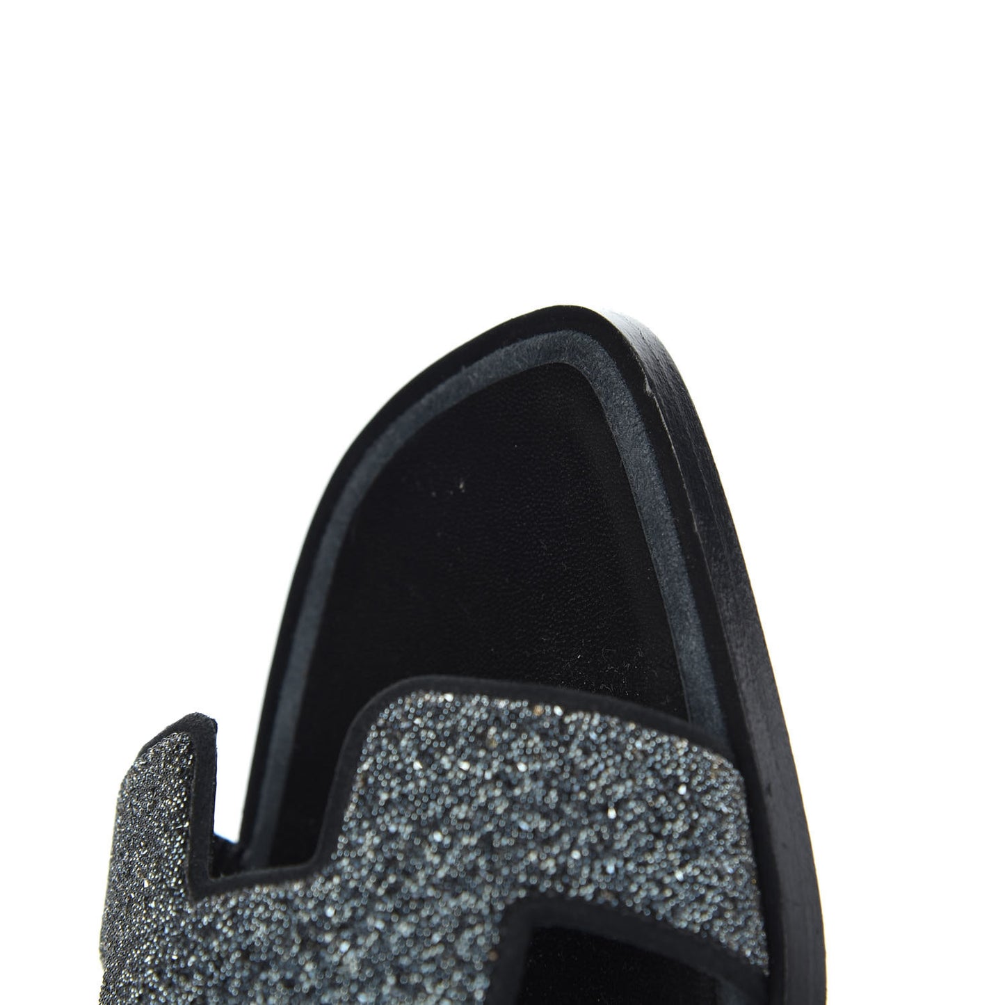 Suede Goatskin Crystal Oran Sandals 35.5 Bleu Gris