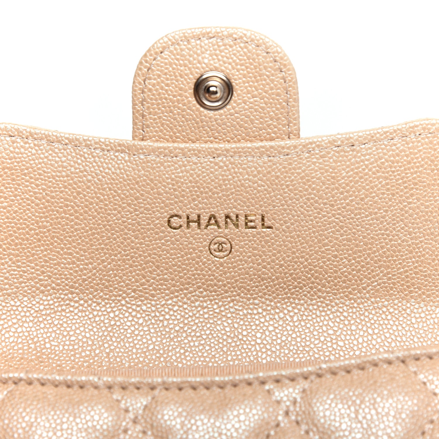 Chanel Iridescent Caviar Quilted Flap Card Holder Beige 7 of 7