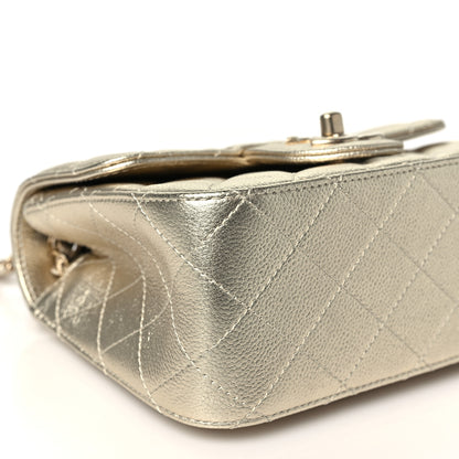 Chanel Metallic Caviar Quilted Mini Square CC Slide Flap Gold 9 of 11
