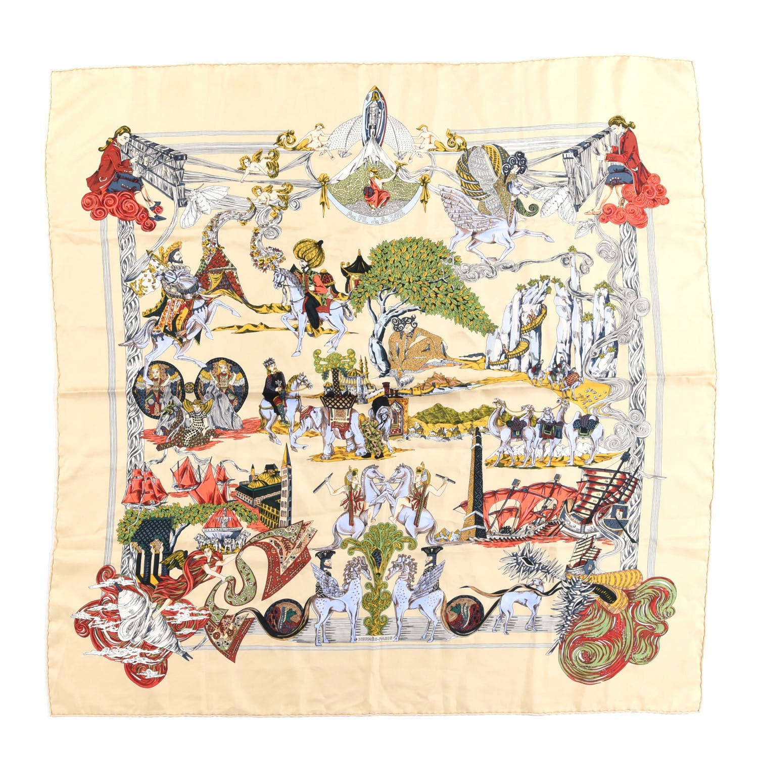 Hermes Silk Au Fil De La Soie Scarf 90 1 of 4