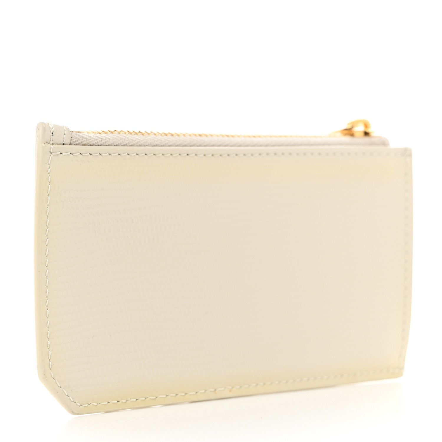 Saint Laurent Calfskin Lizard Embossed 5 Fragments Zip Pouch Card Holder Soft Cream 4 of 8
