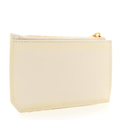 Saint Laurent Calfskin Lizard Embossed 5 Fragments Zip Pouch Card Holder Soft Cream 4 of 8