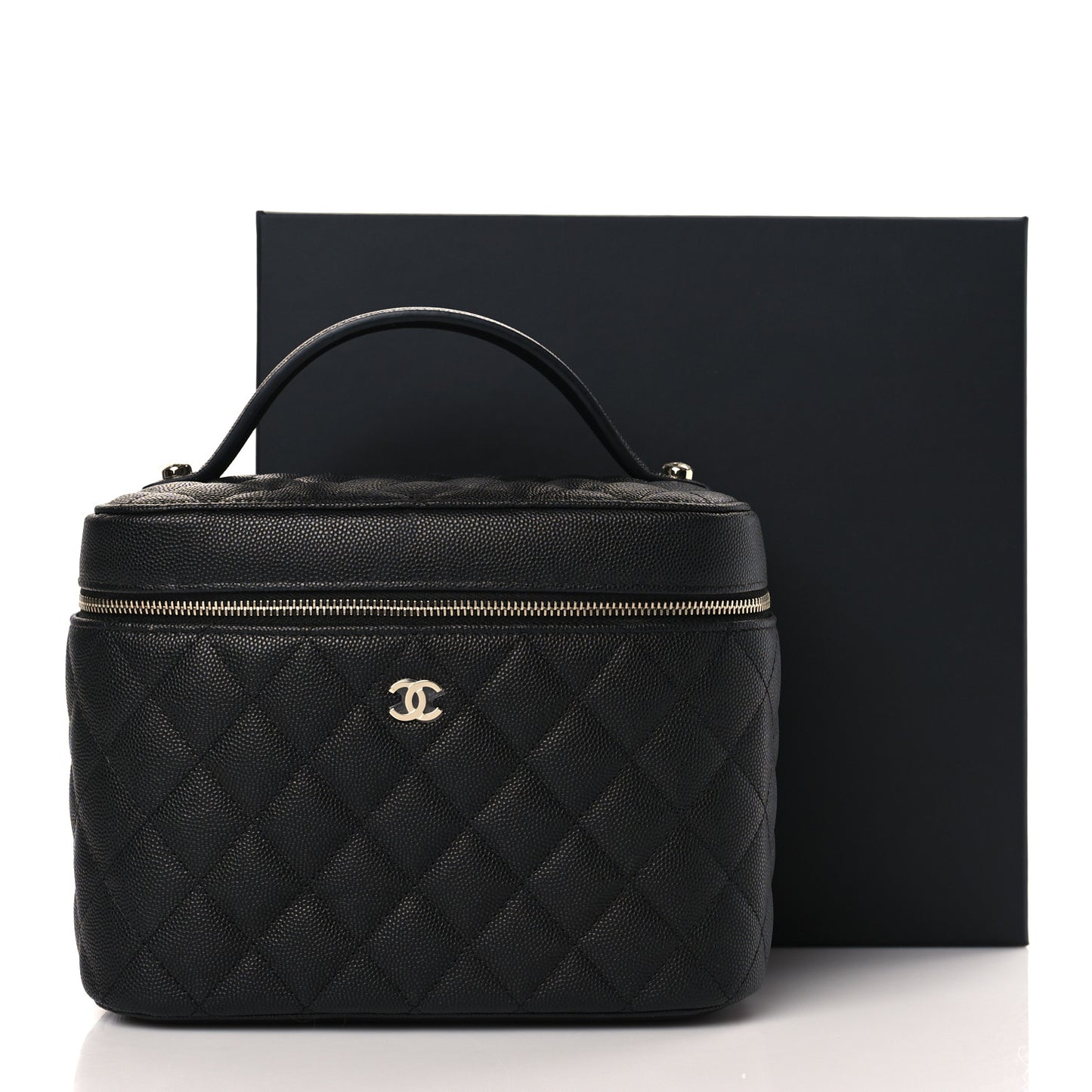 Caviar Quilted Large Vanity Pouch Black