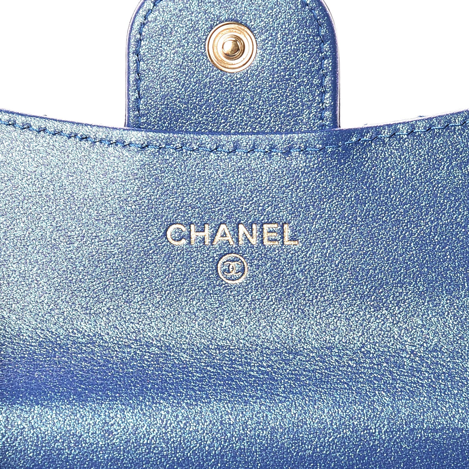 Chanel Glittered Aged Calfskin Quilted Reissue Card Holder Dark Blue 6 of 11