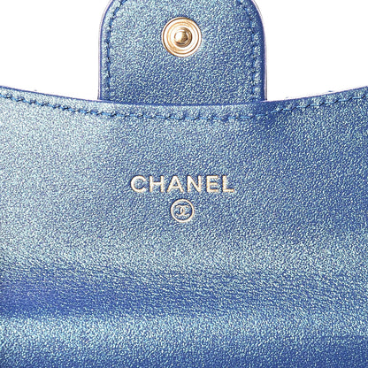 Chanel Glittered Aged Calfskin Quilted Reissue Card Holder Dark Blue 6 of 11