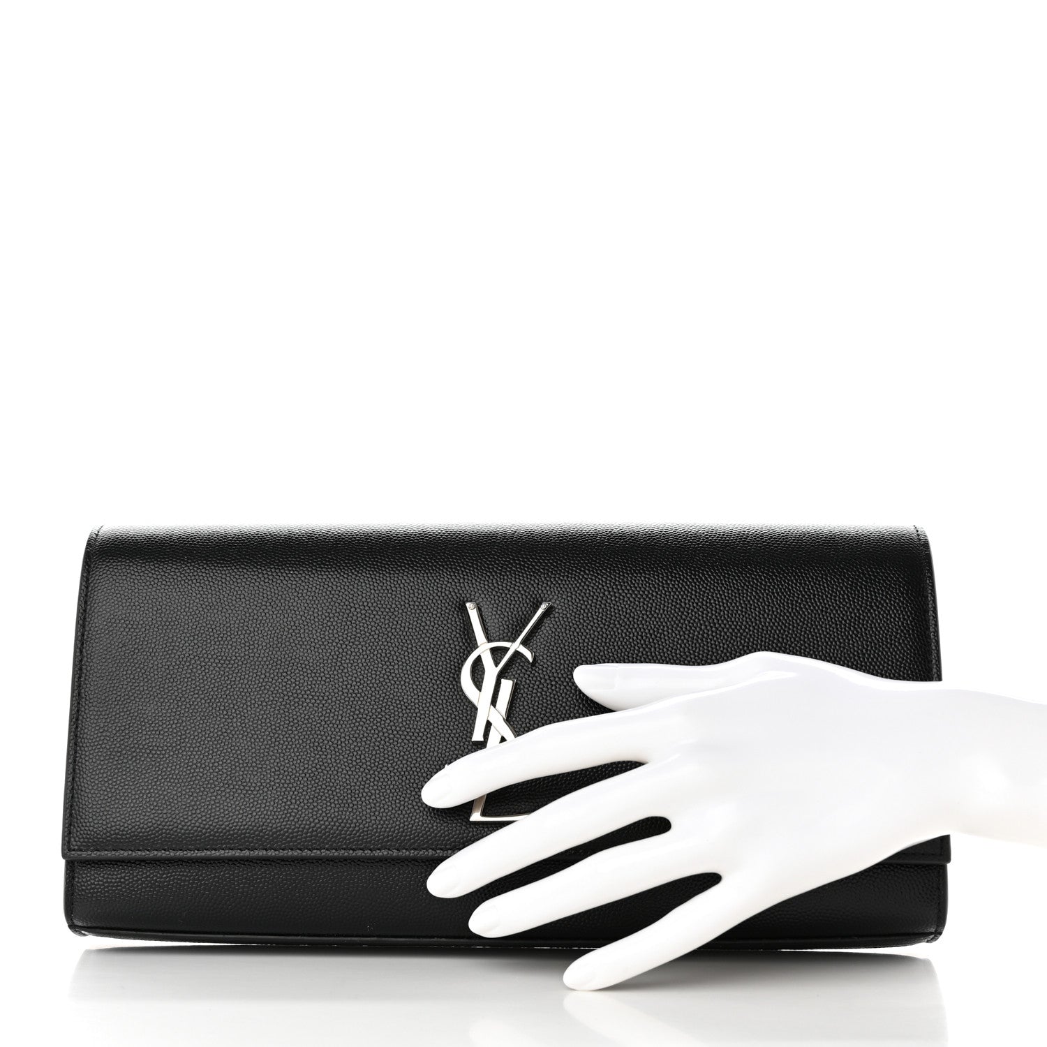 Saint Laurent Grain De Poudre Monogram Cassandre Clutch Black 2 of 9