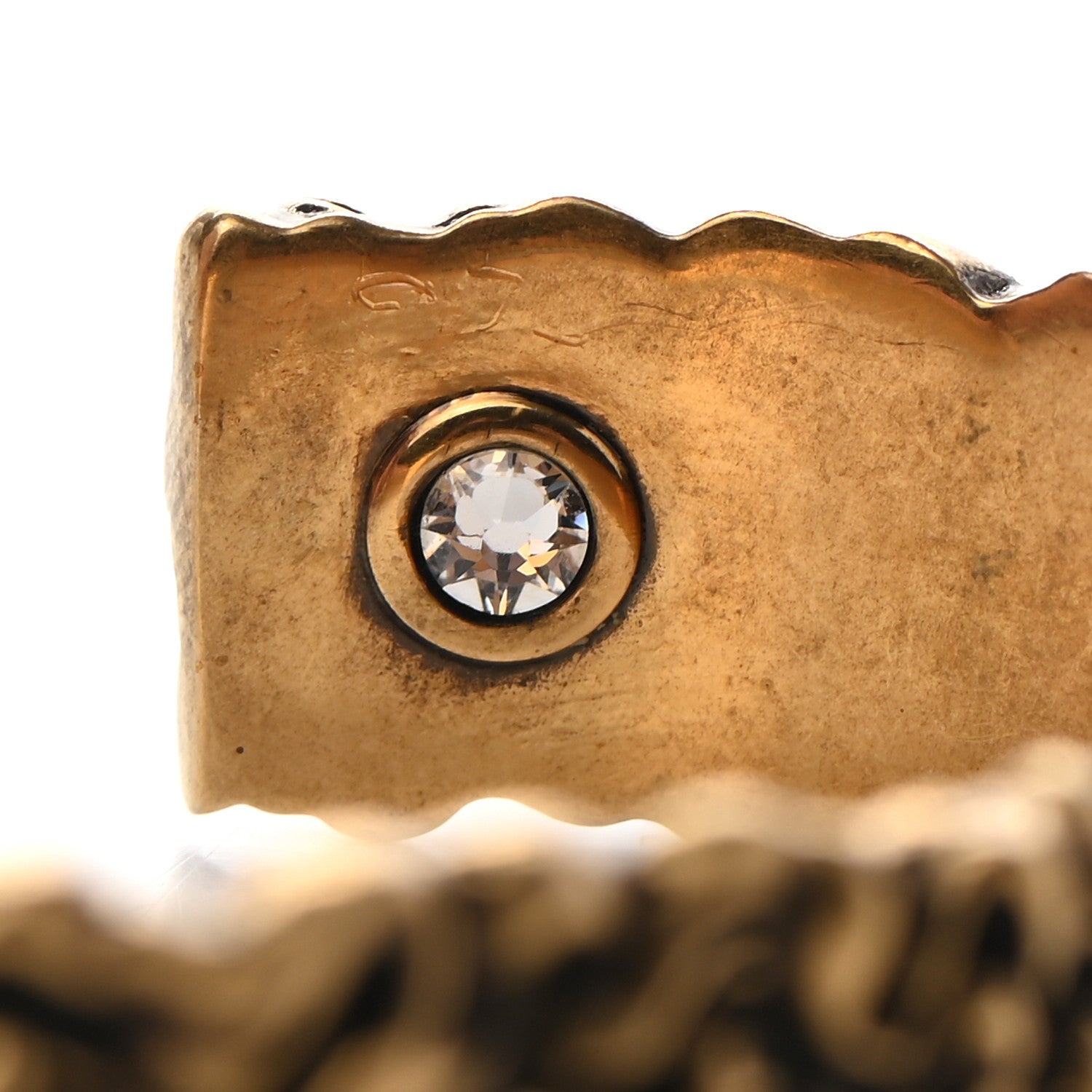 Gucci Metal Lion Mane Cuff Bracelet S Aged Gold 6 of 7