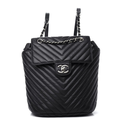 Chanel Calfskin Chevron Quilted Small Urban Spirit Backpack Black 1 of 10