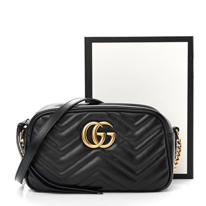 Gucci Calfskin Matelasse Small GG Marmont Chain Shoulder Bag Black 17 of 17