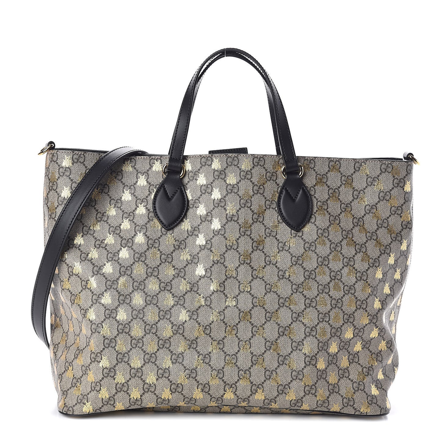 Soft GG Supreme Monogram Bees Medium Crossbody Tote Beige Oro Black
