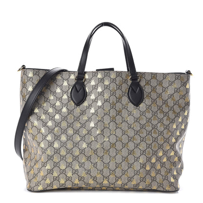 Gucci Soft GG Supreme Monogram Bees Medium Crossbody Tote Beige Oro Black 1 of 10