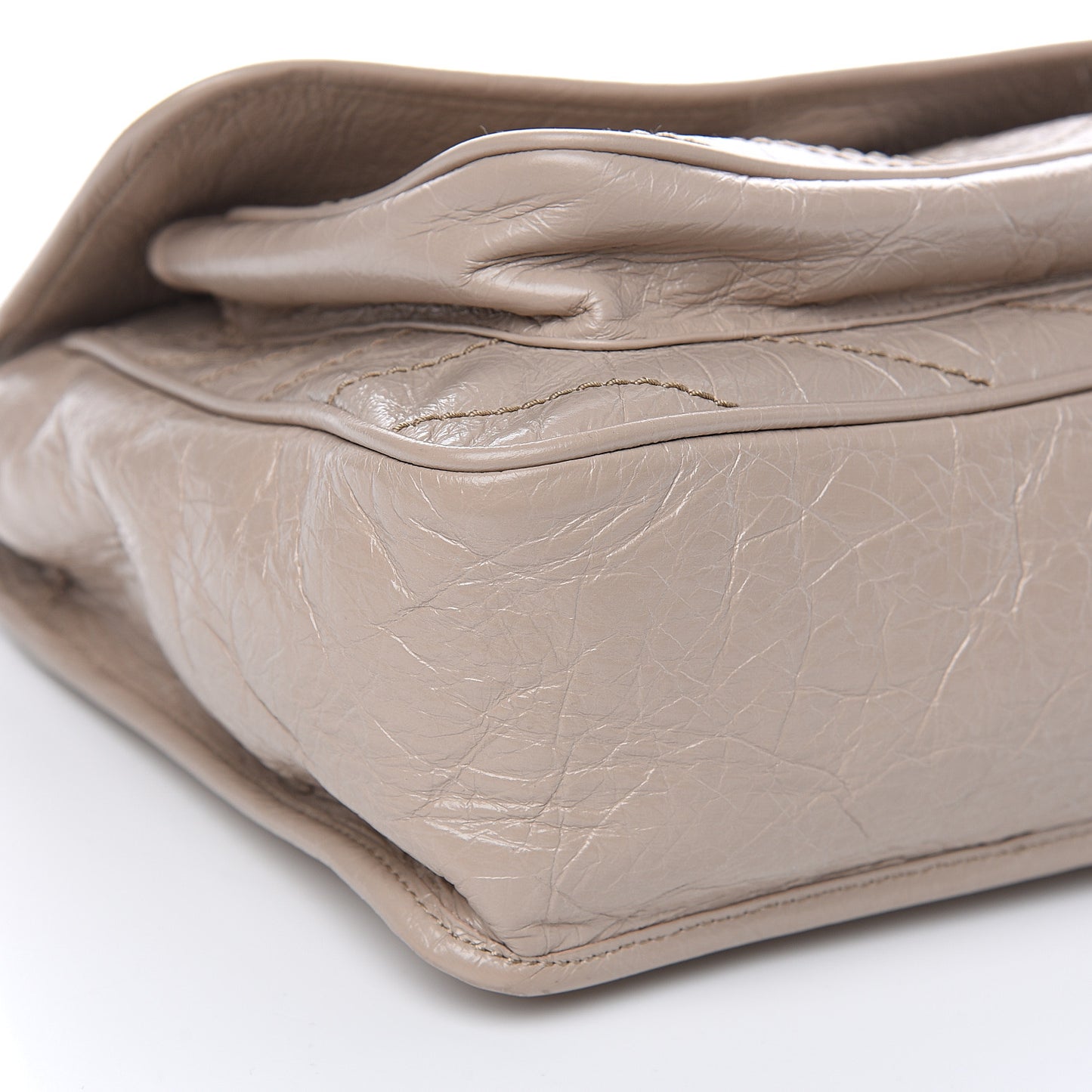 Crinkled Calfskin Matelasse Monogram Medium Niki Chain Satchel Light Natural