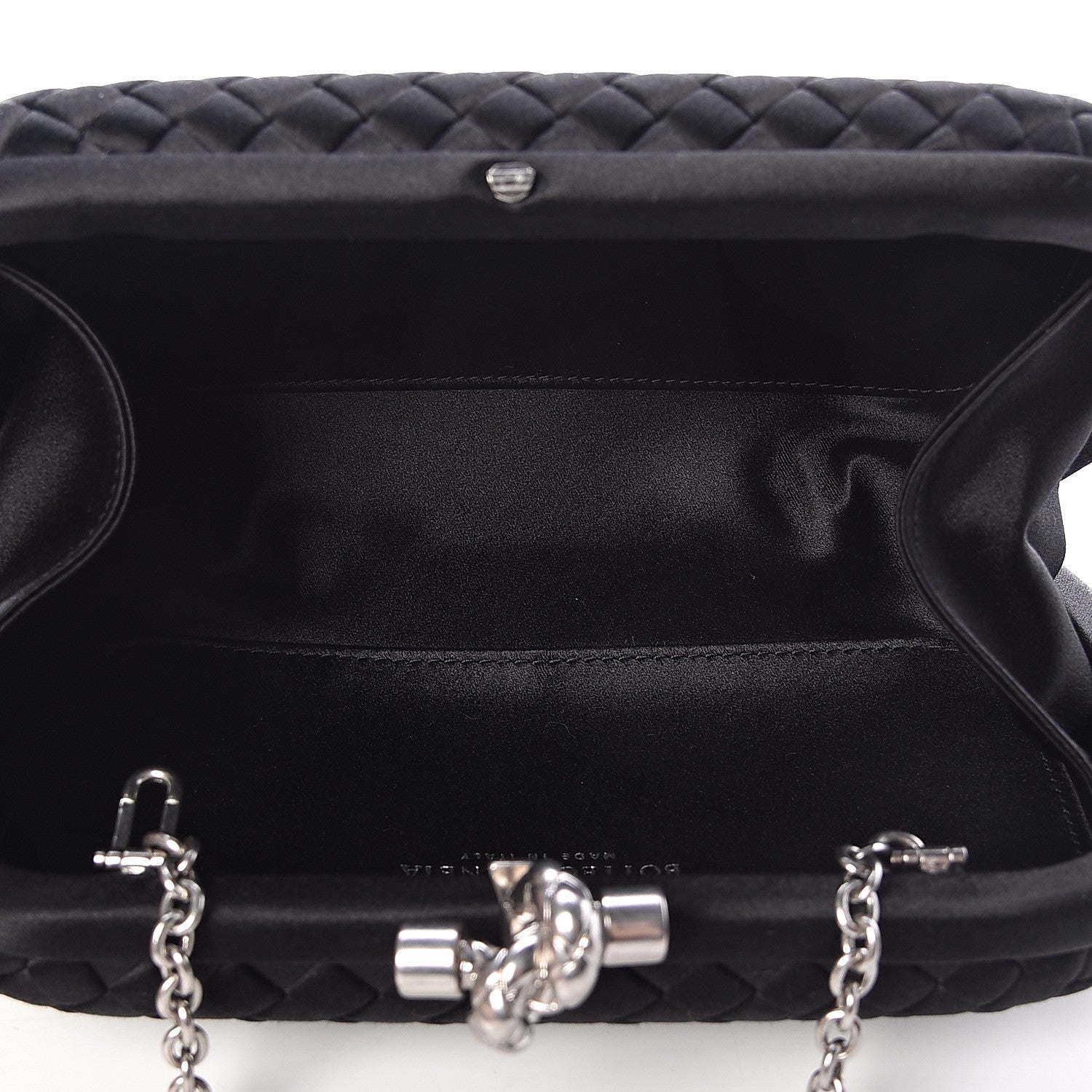Bottega Veneta Satin Intreccio Impero Chain Knot Clutch Black 5 of 10