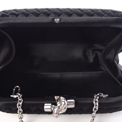 Bottega Veneta Satin Intreccio Impero Chain Knot Clutch Black 5 of 10