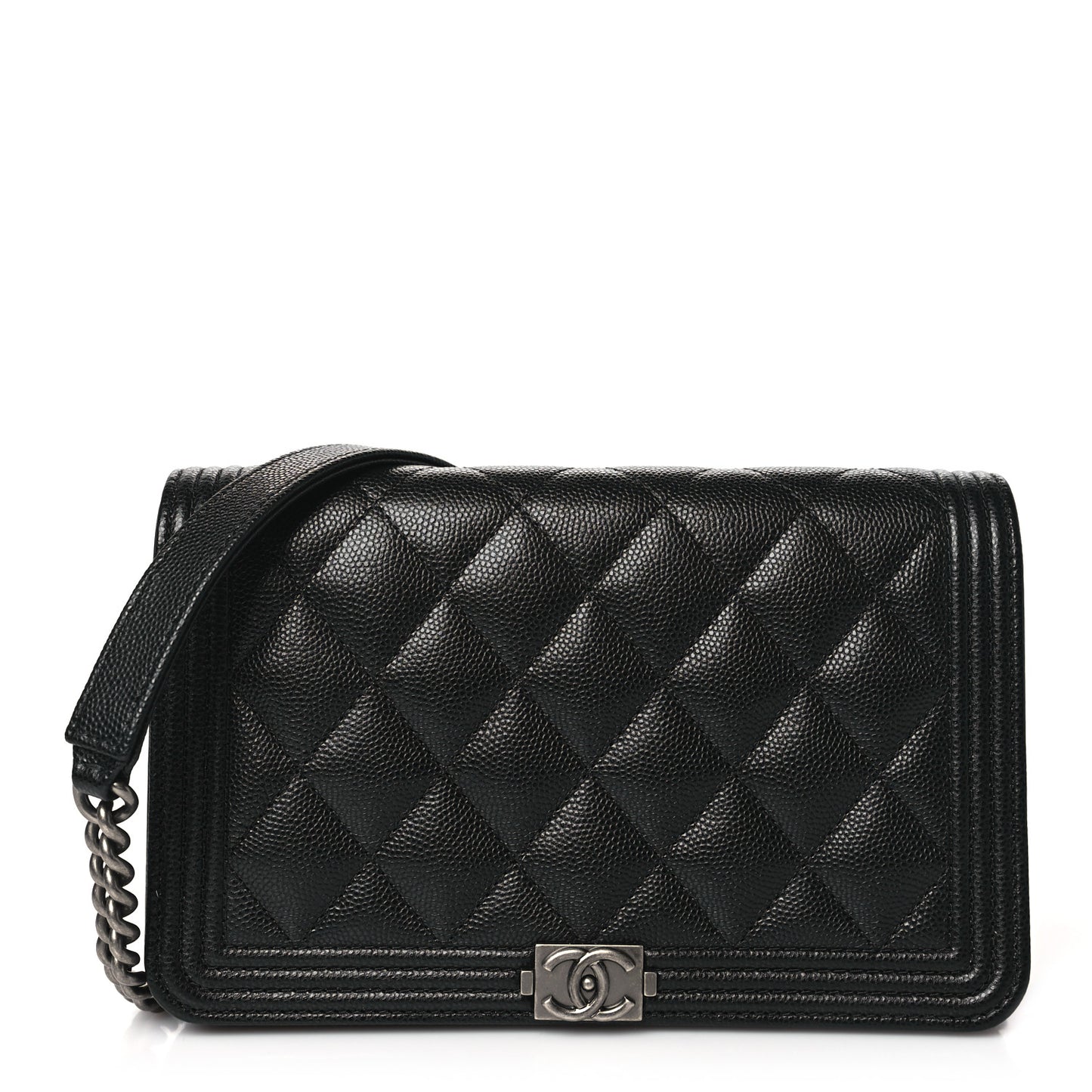 Caviar Quilted Boy Wallet On Chain WOC Black