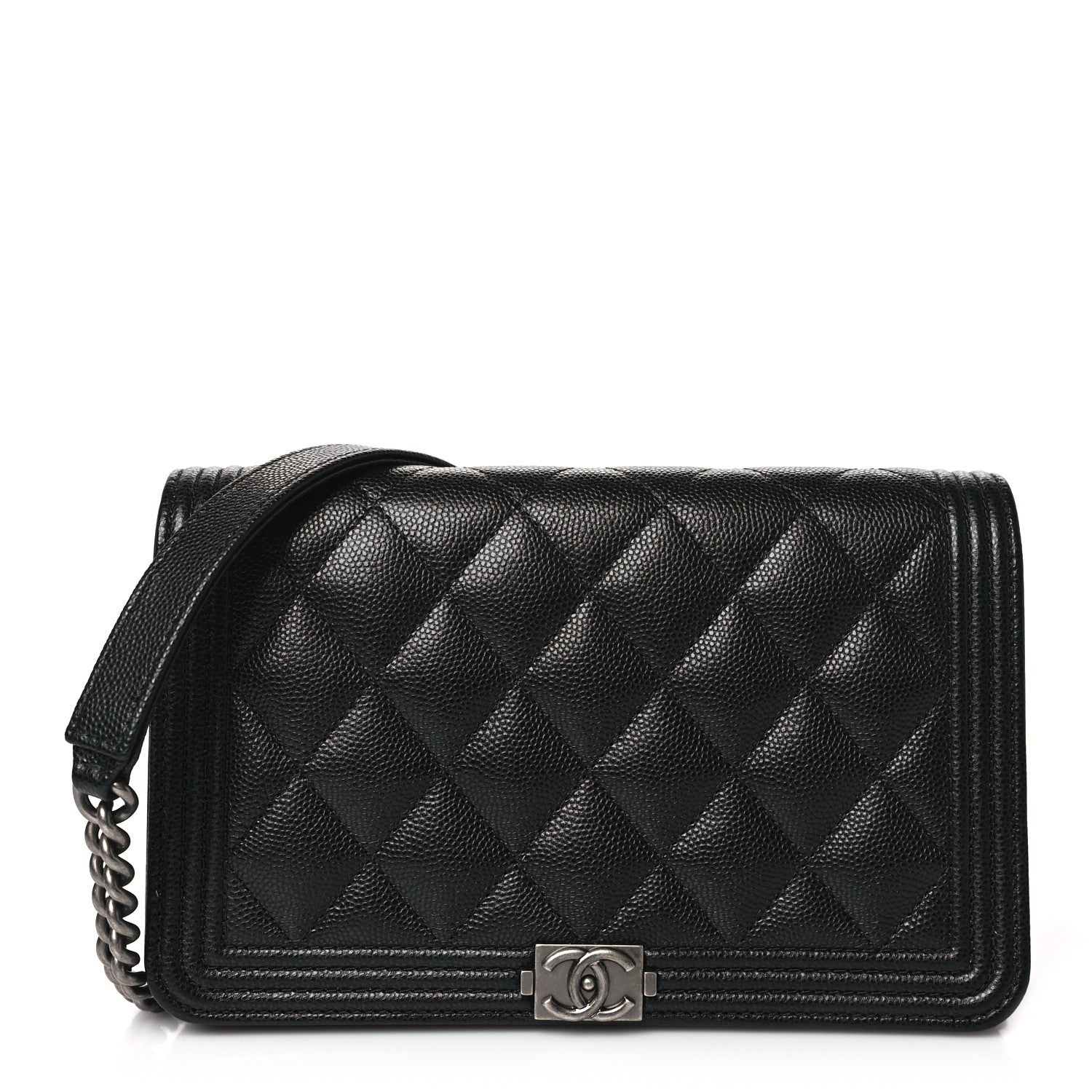 Chanel Caviar Quilted Boy Wallet On Chain WOC Black 1 of 11