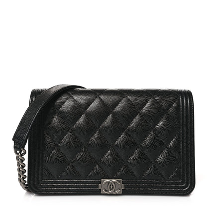 Chanel Caviar Quilted Boy Wallet On Chain WOC Black 1 of 11