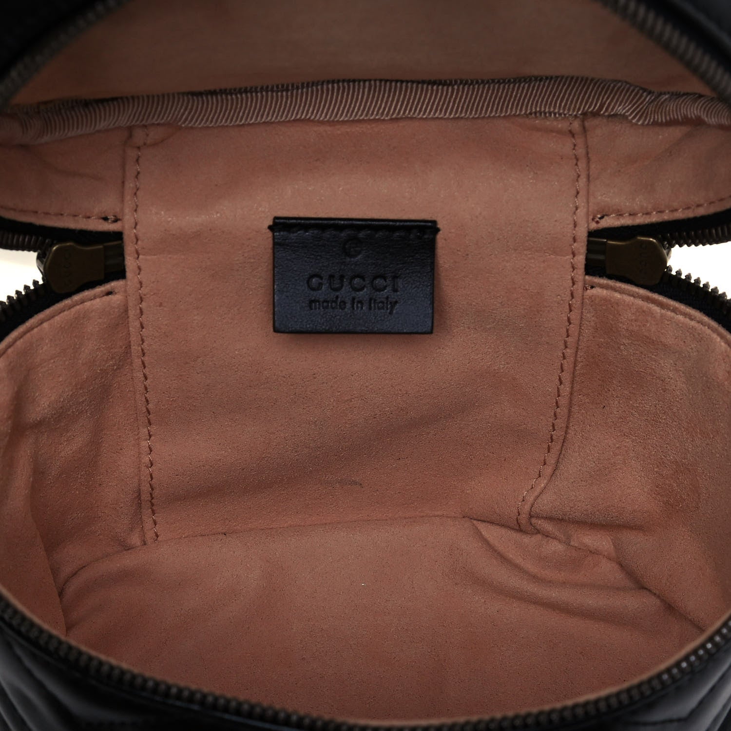 Gucci Calfskin Matelasse Mini GG Marmont Round Backpack Black 4 of 9