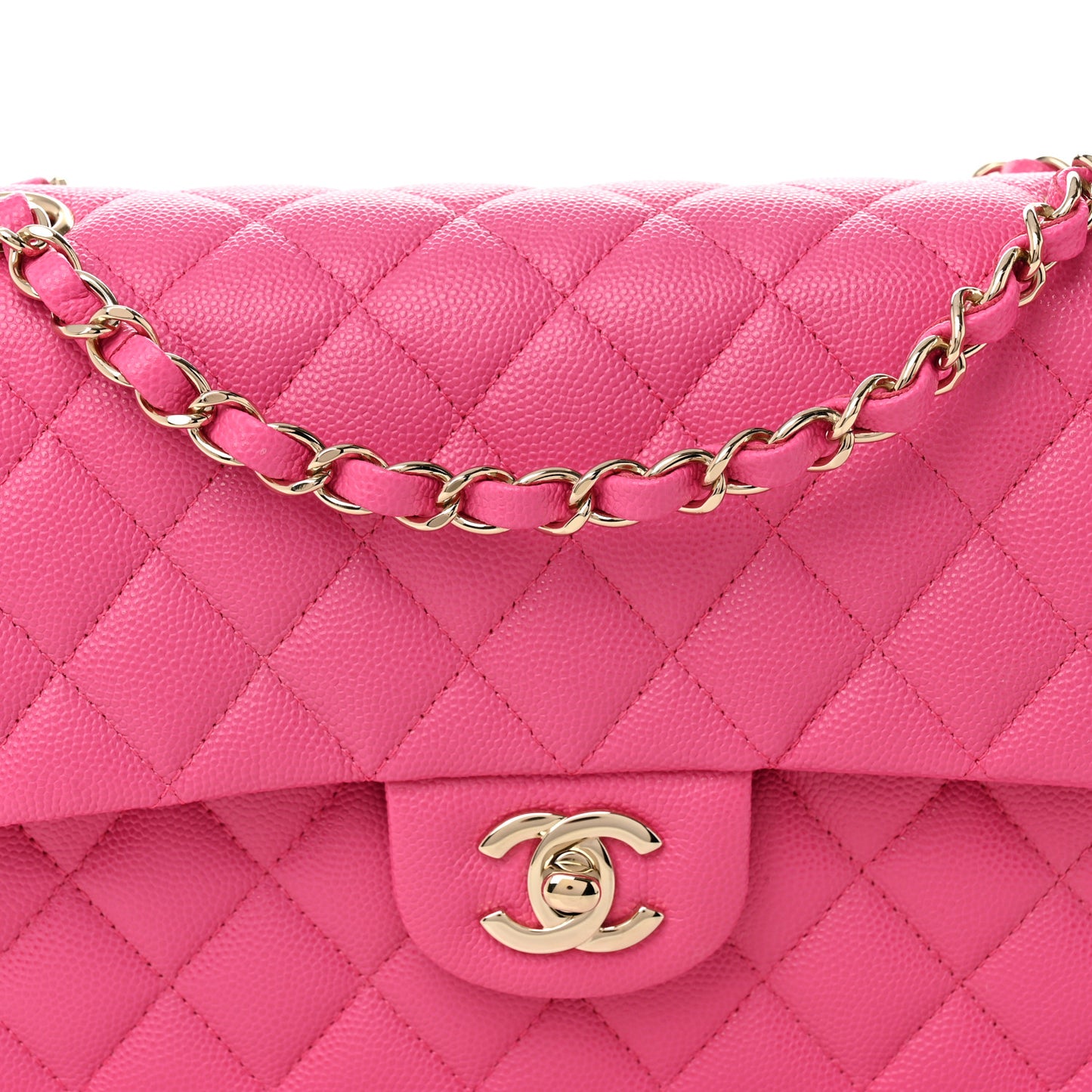 Caviar Quilted Medium Double Flap Pink
