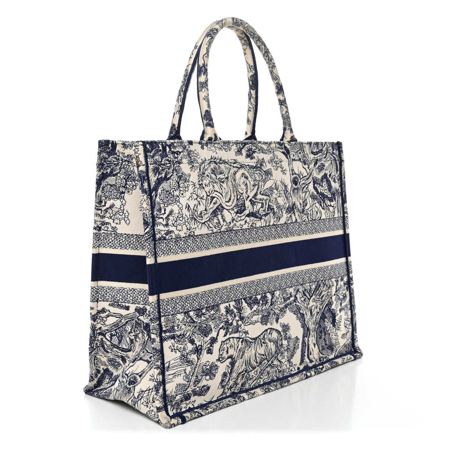 Canvas Embroidered Large Dioriviera Toile De Jouy Book Tote Blue