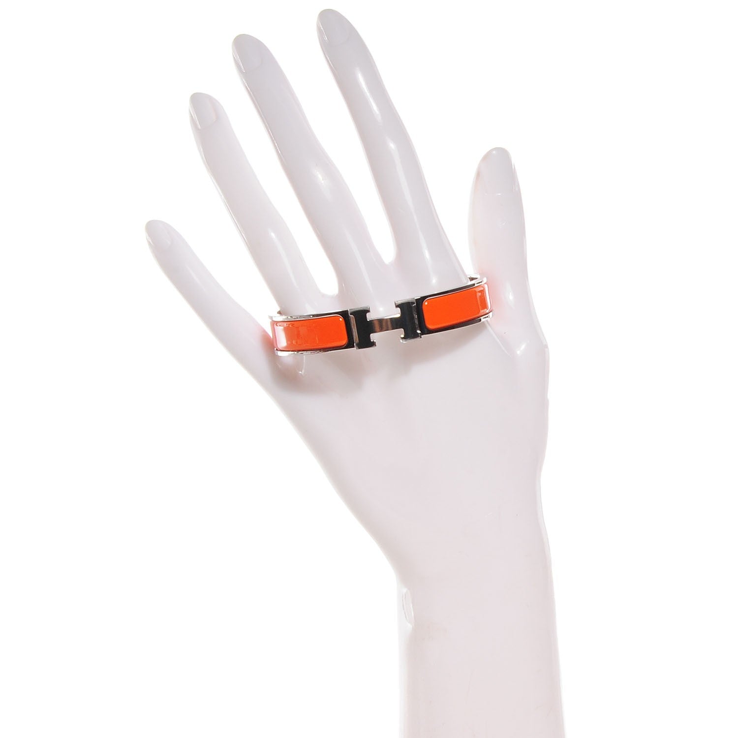Hermes Enamel Narrow Clic Clac H Bracelet GM Orange 2 of 5