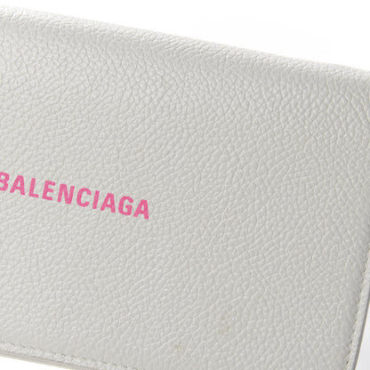 Balenciaga Grained Calfskin Logo Cash Phone Holder Wallet On Chain White Fluo Pink 10 of 12