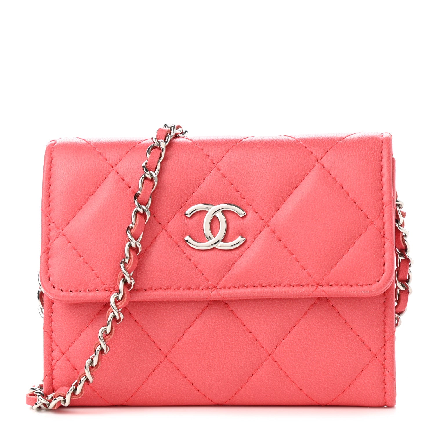 Chanel Lambskin Quilted Clutch With Chain Pink 1 of 8