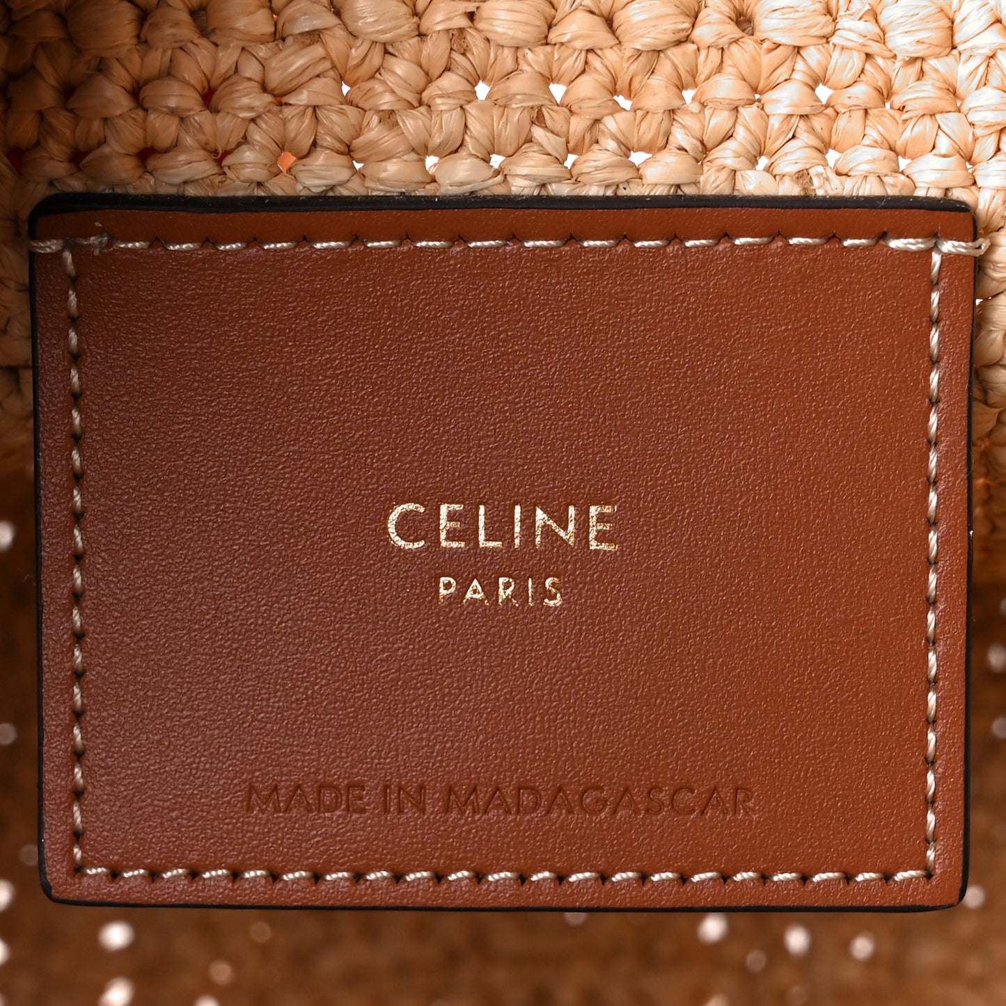 Raffia Calfskin Triomphe Nano Panier Tan