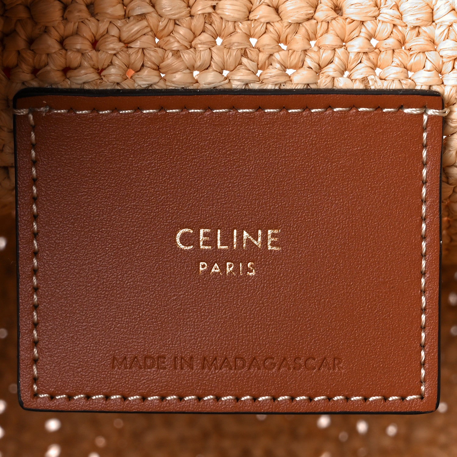 Celine Raffia Calfskin Triomphe Nano Panier Tan 6 of 12