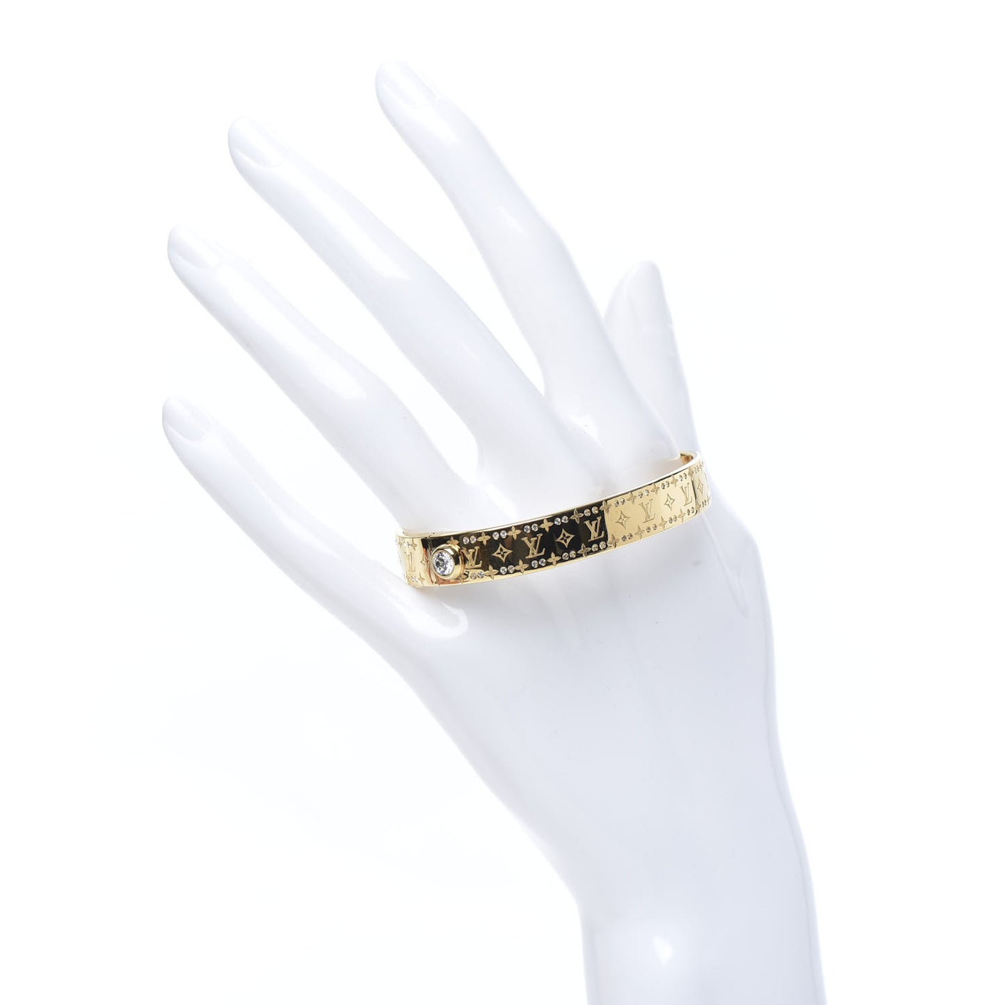 Brass Crystal Monogram Nanogram Strass Cuff S Gold