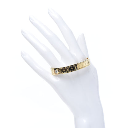 Louis Vuitton Brass Crystal Monogram Nanogram Strass Cuff S Gold 2 of 7