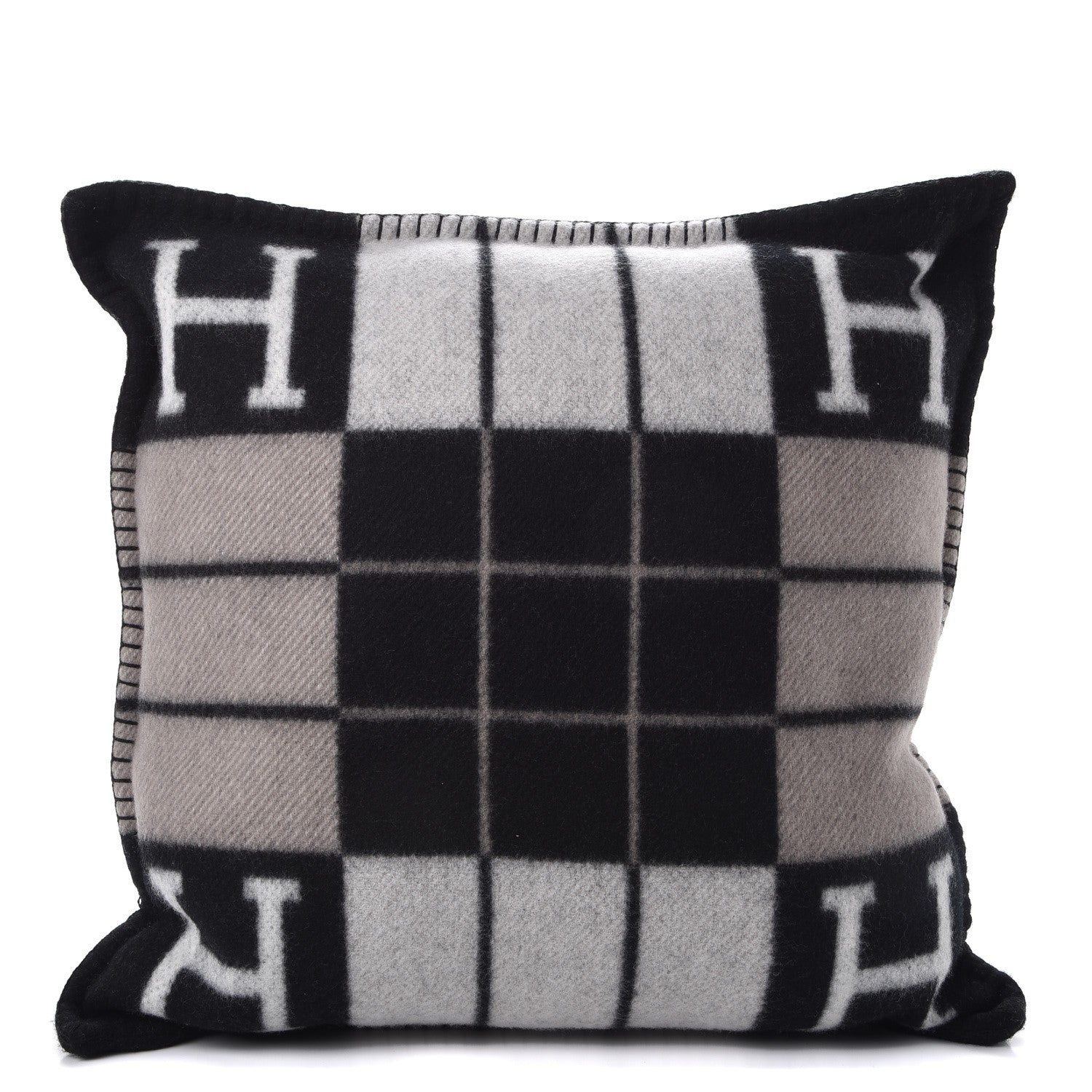 Hermes Wool Cashmere Avalon III Pillow PM Ecru Black 1 of 6