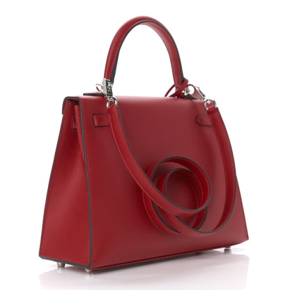 Hermes Madame Calfskin Verso Kelly Sellier 25 Rouge Piment Rose Pourpre 3 of 11
