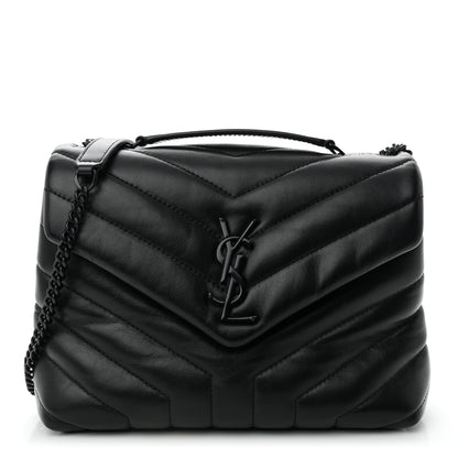 Saint Laurent Calfskin Y Quilted Monogram Monochrome Small Loulou Chain Satchel Black 1 of 9