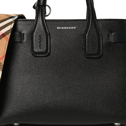Burberry Grainy Calfskin House Check Baby Banner Tote Black 9 of 11