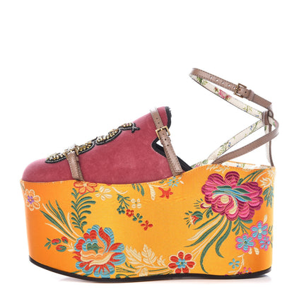 Gucci Velvet Silk Embellished Platform Detachable Slide 35 Tibet Red 1 of 18