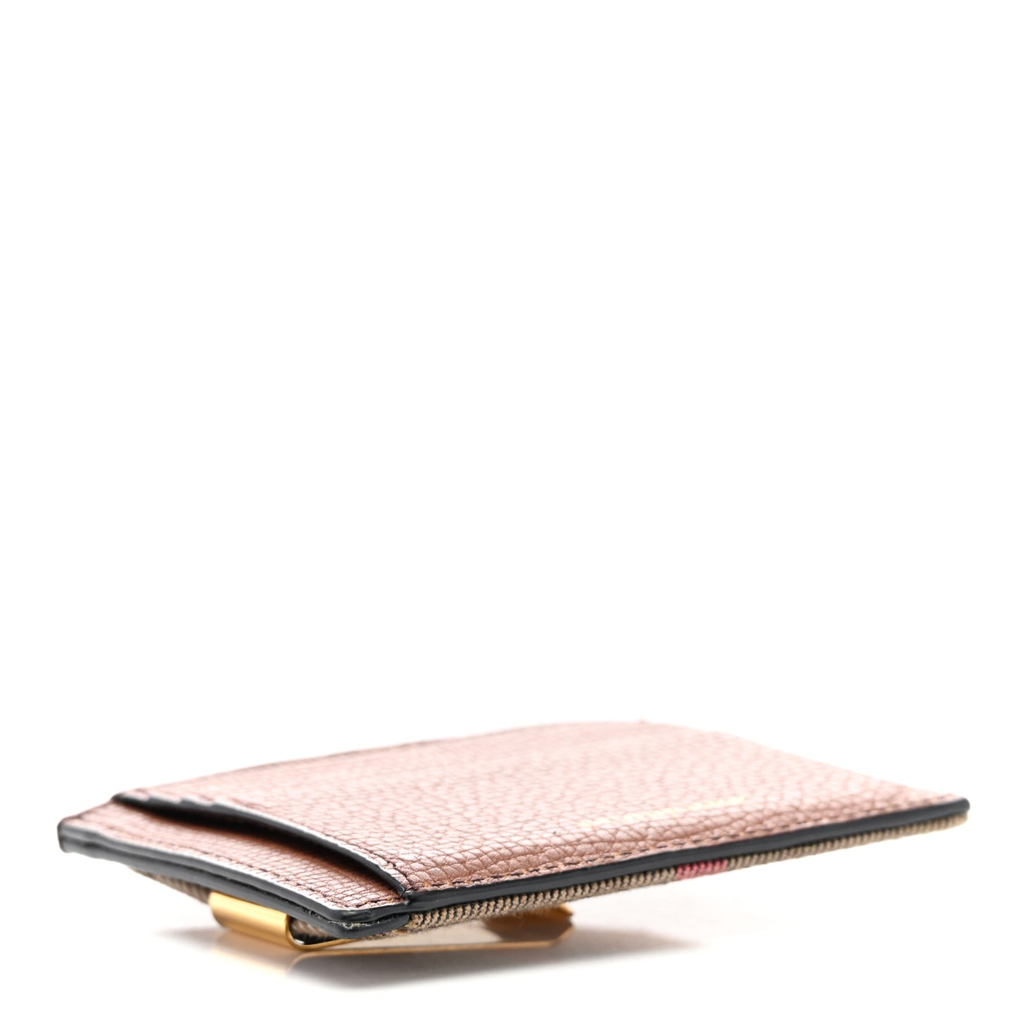 Vintage Check Money Clip Card Case Brown