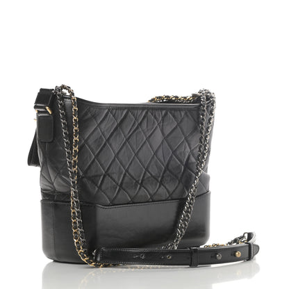 Chanel Aged Calfskin Quilted Medium Gabrielle Hobo Black 3 of 12