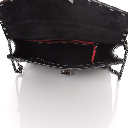 Valentino Garavani Craquele Nappa Medium Rockstud Spike Shoulder Bag Black 5 of 9