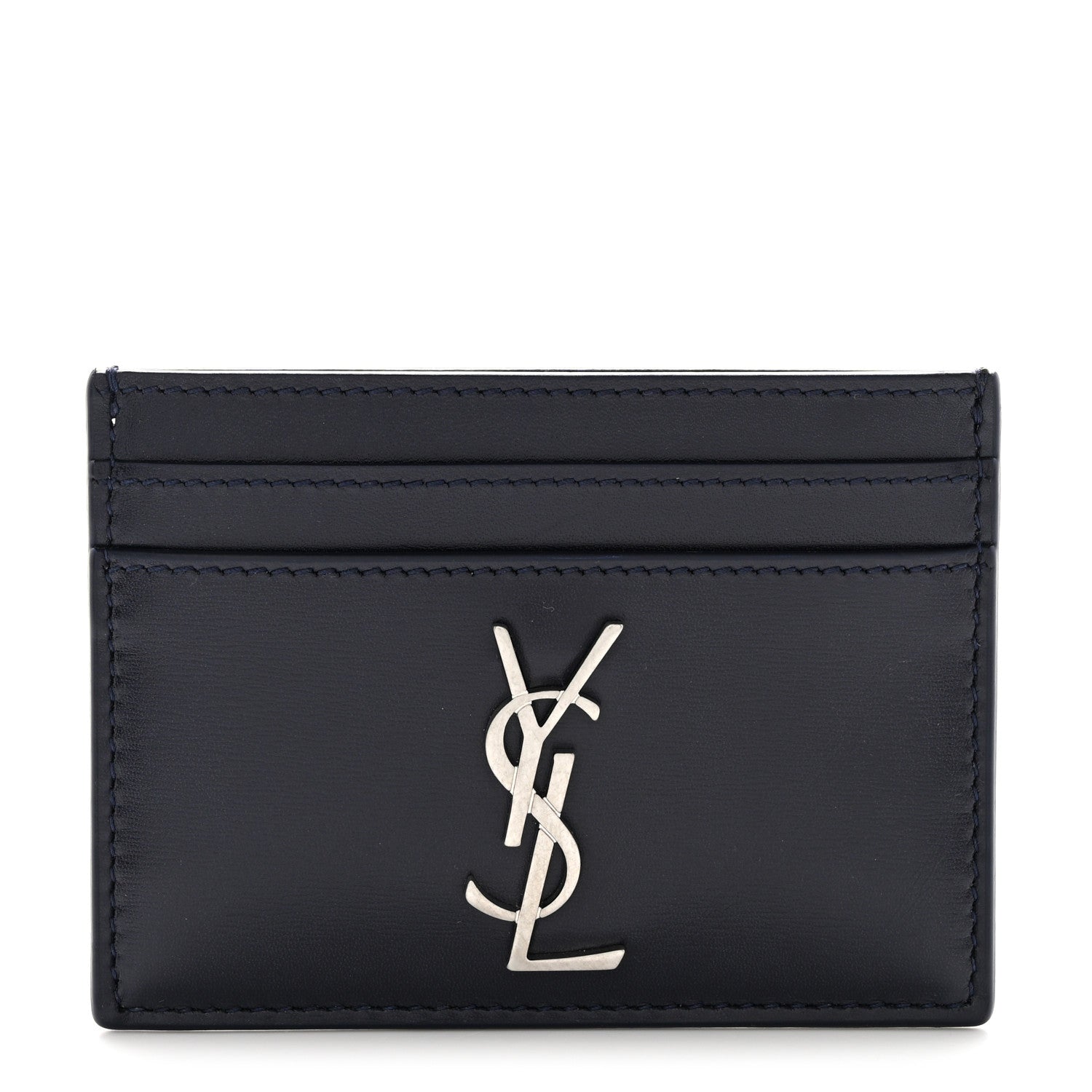 Saint Laurent Calfskin Monogram Credit Card Case Dark Notte 1 of 8