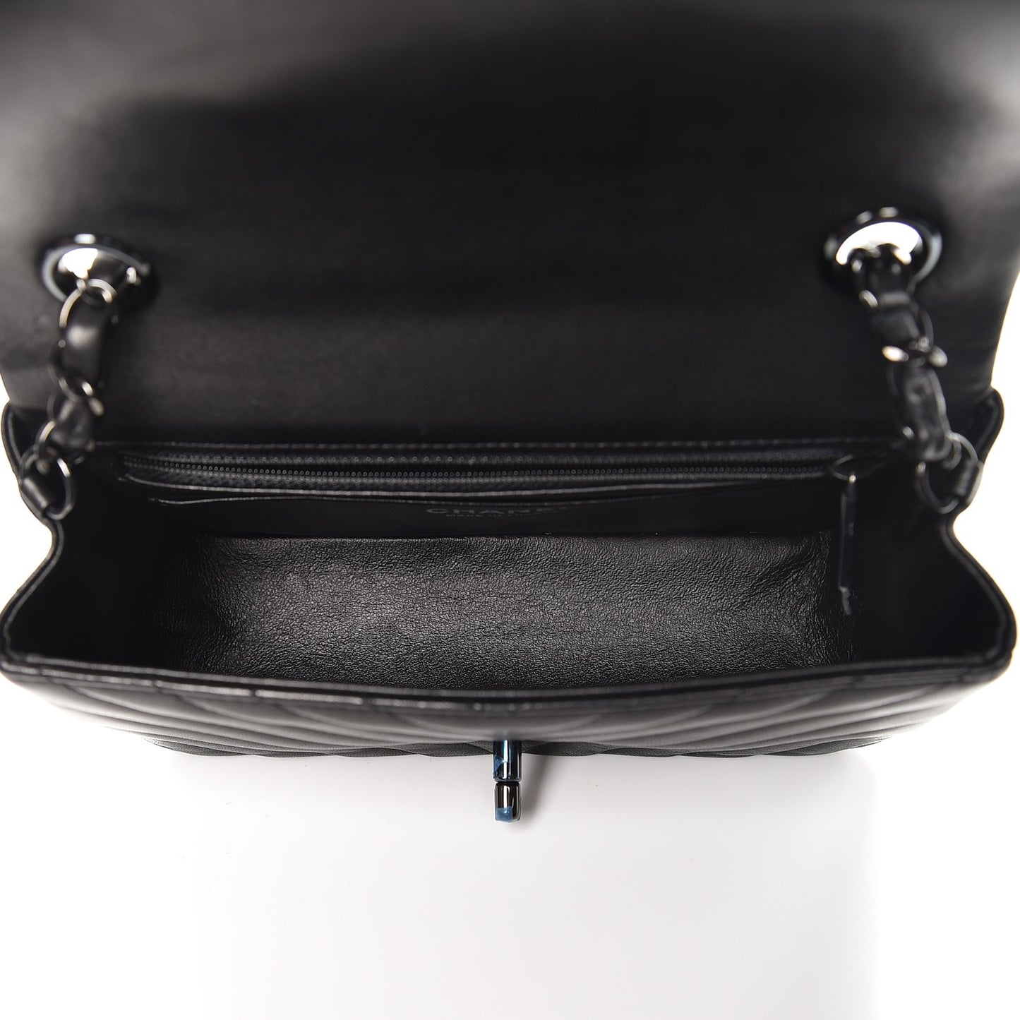 Lambskin Chevron Quilted Mini Rectangular Flap So Black