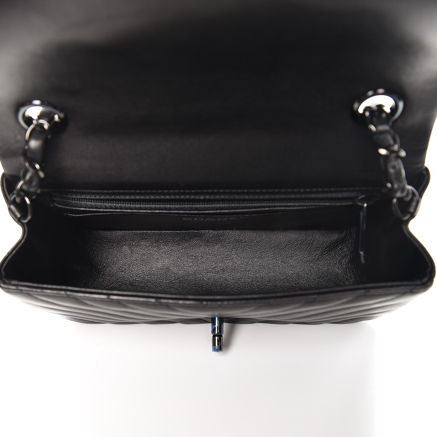 Chanel Lambskin Chevron Quilted Mini Rectangular Flap So Black 5 of 8